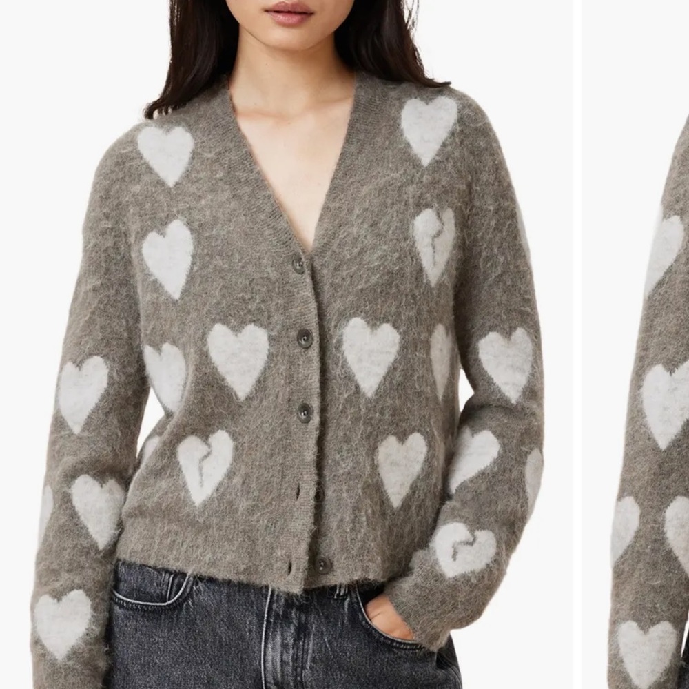 All Saints Amora Heart Alpaca and Wool Blend Cardigan Small